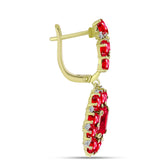 Cercei din Argint 925 Placat cu Aur ( 5.37 grame ) cu Agat Roșu și Topaz Alb 6.5 Carate