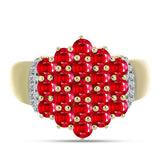 Inel din Argint 925 Placat cu Aur ( 4.45 grame ) cu Agat Roșu și Topaz Alb 2.04 Carate