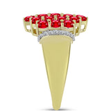 Inel din Argint 925 Placat cu Aur ( 4.45 grame ) cu Agat Roșu și Topaz Alb 2.04 Carate