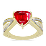 Inel din Argint 925 Placat cu Aur ( 3.86 grame ) cu Agat Roșu și Topaz Alb 2.96 Carate