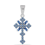 Cruce Pandantiv din Argint 925 ( 1.61 grame ) cu Moissanite Albastru Oceanic 0.61 Carate