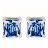 Cercei din Argint 925 ( 1.25 grame ) cu Moissanite Albastru Oceanic 1.3 Carate