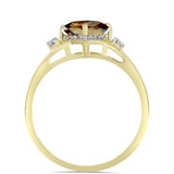 Inel din Argint 925 Placat cu Aur ( 2.82 grame ) cu Cuarț Coniac și Topaz Alb 1.7 Carate