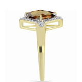 Inel din Argint 925 Placat cu Aur ( 2.82 grame ) cu Cuarț Coniac și Topaz Alb 1.7 Carate
