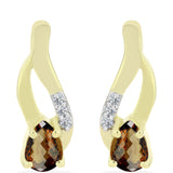 Cercei din Argint 925 Placat cu Aur ( 2.88 grame ) cu Cuarț Coniac și Topaz Alb 0.78 Carate