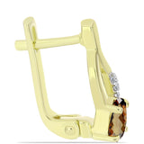 Cercei din Argint 925 Placat cu Aur ( 2.88 grame ) cu Cuarț Coniac și Topaz Alb 0.78 Carate