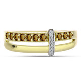 Inel din Argint 925 Placat cu Aur ( 3.65 grame ) cu Cuarț Coniac și Topaz Alb 0.38 Carate