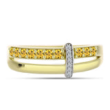 Inel din Argint 925 Placat cu Aur ( 3.65 grame ) cu Cuarț Coniac și Topaz Alb 0.38 Carate