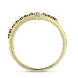 Inel din Argint 925 Placat cu Aur ( 3.65 grame ) cu Cuarț Coniac și Topaz Alb 0.38 Carate