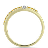 Inel din Argint 925 Placat cu Aur ( 3.65 grame ) cu Cuarț Coniac și Topaz Alb 0.38 Carate
