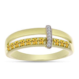 Inel din Argint 925 Placat cu Aur ( 3.65 grame ) cu Cuarț Coniac și Topaz Alb 0.38 Carate