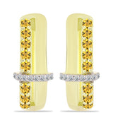 Cercei din Argint 925 Placat cu Aur ( 4.56 grame ) cu Cuarț Coniac și Topaz Alb 0.61 Carate
