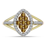 Inel din Argint 925 Placat cu Aur ( 2.59 grame ) cu Cuarț Coniac și Topaz Alb 0.52 Carate