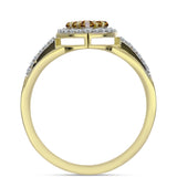 Inel din Argint 925 Placat cu Aur ( 2.59 grame ) cu Cuarț Coniac și Topaz Alb 0.52 Carate