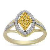 Inel din Argint 925 Placat cu Aur ( 2.59 grame ) cu Cuarț Coniac și Topaz Alb 0.52 Carate