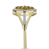 Inel din Argint 925 Placat cu Aur ( 2.59 grame ) cu Cuarț Coniac și Topaz Alb 0.52 Carate