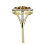 Inel din Argint 925 Placat cu Aur ( 2.59 grame ) cu Cuarț Coniac și Topaz Alb 0.52 Carate