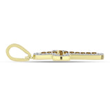 Cruce Pandantiv din Argint 925 Placat cu Aur ( 1.6 grame ) cu Cuarț Coniac și Topaz Alb 0.57 Carate