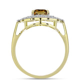 Inel din Argint 925 Placat cu Aur ( 3.08 grame ) cu Cuarț Coniac și Topaz Alb 1.58 Carate