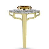Inel din Argint 925 Placat cu Aur ( 3.08 grame ) cu Cuarț Coniac și Topaz Alb 1.58 Carate