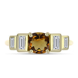 Inel din Argint 925 Placat cu Aur ( 2.2 grame ) cu Cuarț Coniac și Zircon Alb 1.2 Carate