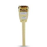 Inel din Argint 925 Placat cu Aur ( 2.2 grame ) cu Cuarț Coniac și Zircon Alb 1.2 Carate