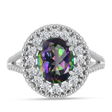 Inel din Argint 925 ( 3.93 grame ) cu Cuarț Mistic Verde Brazilian și Topaz Alb 3.27 Carate