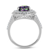 Inel din Argint 925 ( 3.93 grame ) cu Cuarț Mistic Verde Brazilian și Topaz Alb 3.27 Carate