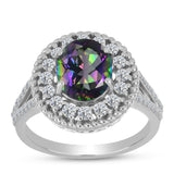 Inel din Argint 925 ( 3.93 grame ) cu Cuarț Mistic Verde Brazilian și Topaz Alb 3.27 Carate