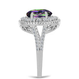 Inel din Argint 925 ( 3.93 grame ) cu Cuarț Mistic Verde Brazilian și Topaz Alb 3.27 Carate