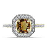 Inel din Argint 925 Placat cu Aur ( 2.64 grame ) cu Cuarț Coniac și Topaz Alb 1.64 Carate