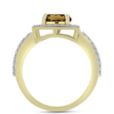 Inel din Argint 925 Placat cu Aur ( 2.64 grame ) cu Cuarț Coniac și Topaz Alb 1.64 Carate