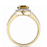Inel din Argint 925 Placat cu Aur ( 2.23 grame ) cu Cuarț Coniac și Topaz Alb 2.12 Carate