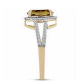 Inel din Argint 925 Placat cu Aur ( 2.23 grame ) cu Cuarț Coniac și Topaz Alb 2.12 Carate