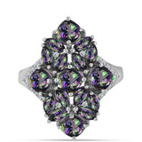 Inel din Argint 925 ( 5.7 grame ) cu Cuarț Mistic Verde Brazilian și Topaz Alb 4.27 Carate