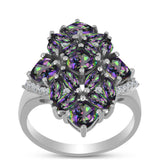 Inel din Argint 925 ( 5.7 grame ) cu Cuarț Mistic Verde Brazilian și Topaz Alb 4.27 Carate