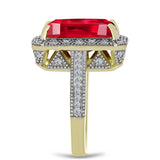 Inel din Argint 925 Placat cu Aur ( 6.78 grame ) cu Agat Roșu și Topaz Alb 7.12 Carate