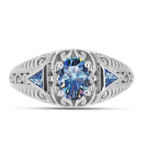 Inel din Argint 925 ( 3.02 grame ) cu Moissanite Albastru Oceanic 1.02 Carate