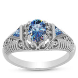 Inel din Argint 925 ( 3.02 grame ) cu Moissanite Albastru Oceanic 1.02 Carate