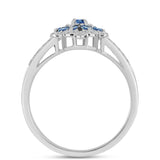 Inel din Argint 925 ( 3.54 grame ) cu Moissanite Albastru Oceanic și Topaz Alb 0.73 Carate