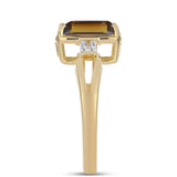 Inel din Argint 925 Placat cu Aur ( 3.92 grame ) cu Cuarț Coniac și Zircon Alb 2.89 Carate