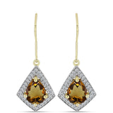 Cercei din Argint 925 Placat cu Aur ( 3.45 grame ) cu Cuarț Coniac și Topaz Alb 3.3 Carate