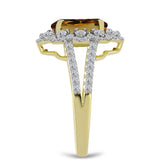 Inel din Argint 925 Placat cu Aur ( 2.96 grame ) cu Cuarț Coniac și Topaz Alb 3.22 Carate