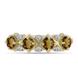 Inel din Argint 925 Placat cu Aur ( 2.31 grame ) cu Cuarț Coniac și Topaz Alb 1.1 Carate