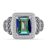 Inel din Argint 925 ( 4.55 grame ) cu Cuarț Mistic Verde Brazilian și Topaz Alb 3.73 Carate