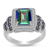 Inel din Argint 925 ( 4.55 grame ) cu Cuarț Mistic Verde Brazilian și Topaz Alb 3.73 Carate