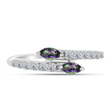 Inel din Argint 925 ( 1.7 grame ) cu Cuarț Mistic Verde Brazilian și Topaz Alb 0.59 Carate