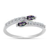 Inel din Argint 925 ( 1.7 grame ) cu Cuarț Mistic Verde Brazilian și Topaz Alb 0.59 Carate