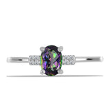Inel din Argint 925 ( 1.63 grame ) cu Cuarț Mistic Verde Brazilian și Topaz Alb 0.74 Carate