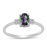 Inel din Argint 925 ( 1.63 grame ) cu Cuarț Mistic Verde Brazilian și Topaz Alb 0.74 Carate